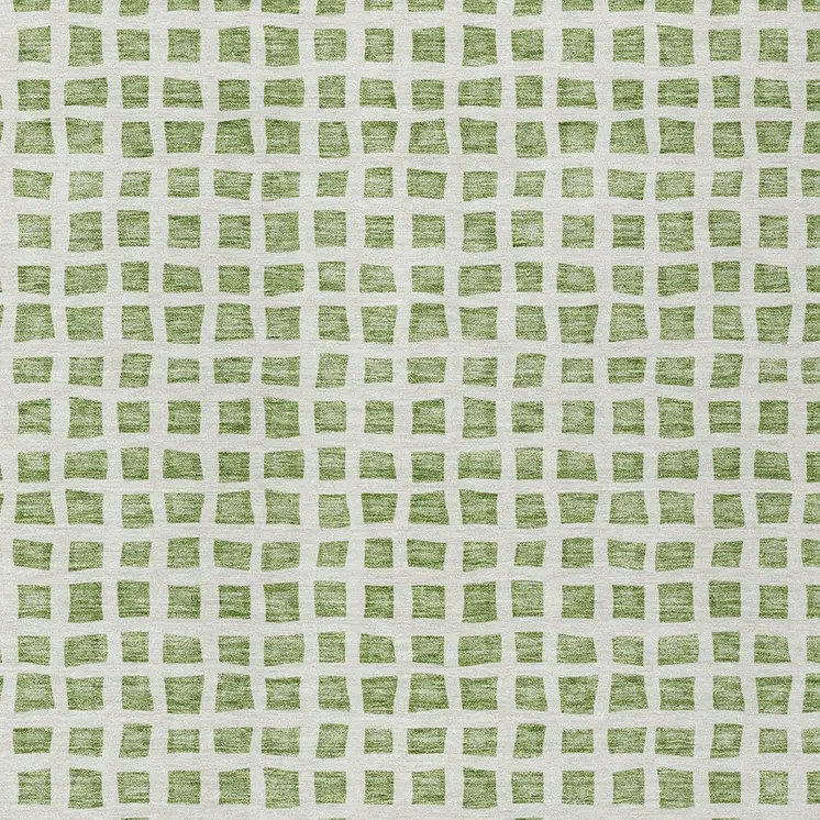9' X 12' Artichoke Green And Ivory Geometric Washable Indoor Outdoor Area Rug