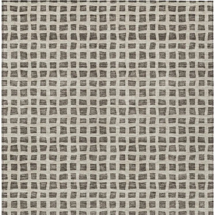 8' X 10' Brown Taupe And Ivory Geometric Washable Indoor Outdoor Area Rug