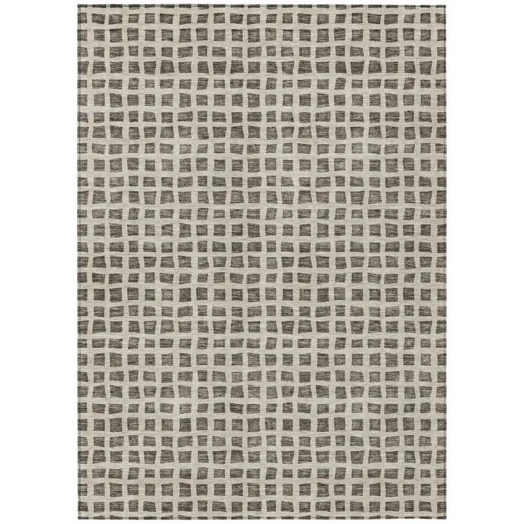 8' X 10' Brown Taupe And Ivory Geometric Washable Indoor Outdoor Area Rug