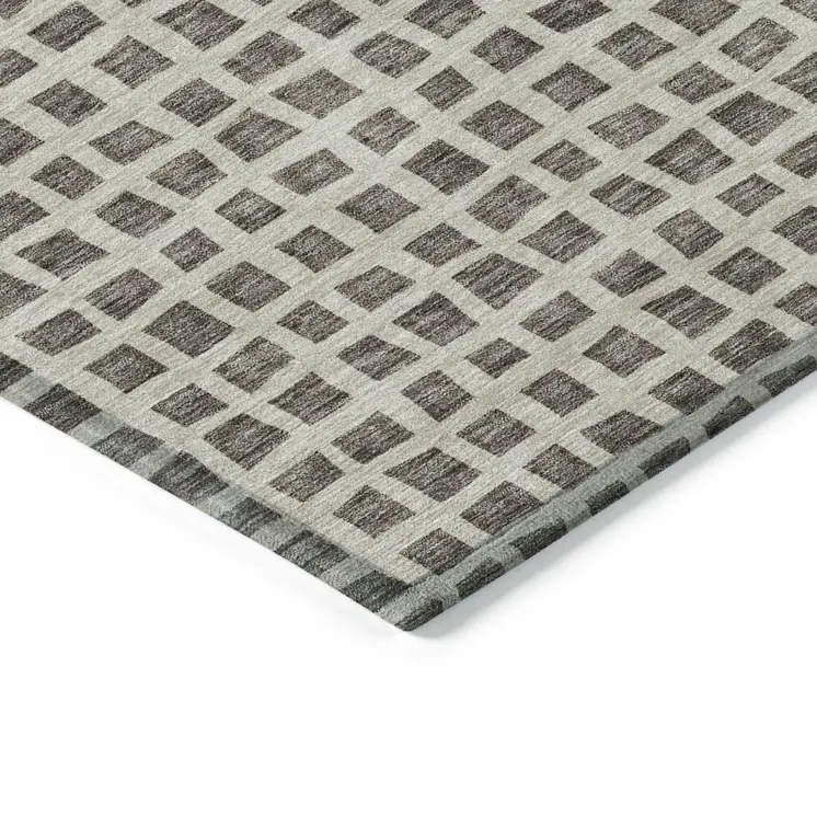 8' X 10' Brown Taupe And Ivory Geometric Washable Indoor Outdoor Area Rug