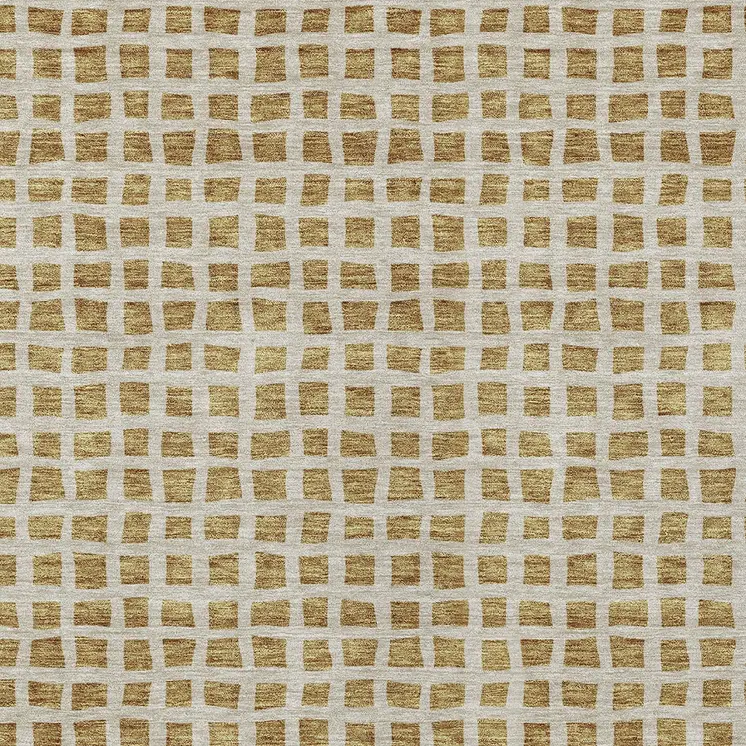 5' X 8' Gold And Beige Geometric Washable Indoor Outdoor Area Rug