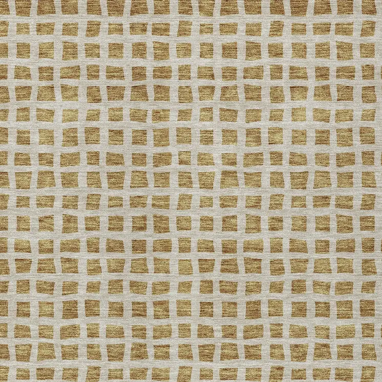 9' X 12' Gold And Beige Geometric Washable Indoor Outdoor Area Rug