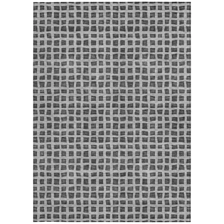 3' X 5' Graphite Gray And Silver Geometric Washable Indoor Outdoor Area Rug