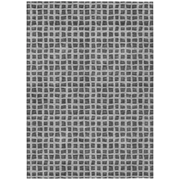 3' X 5' Graphite Gray And Silver Geometric Washable Indoor Outdoor Area Rug