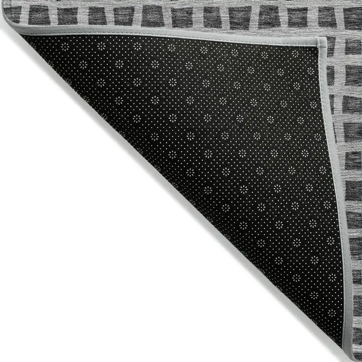 10' X 14' Graphite Gray And Silver Geometric Washable Indoor Outdoor Area Rug