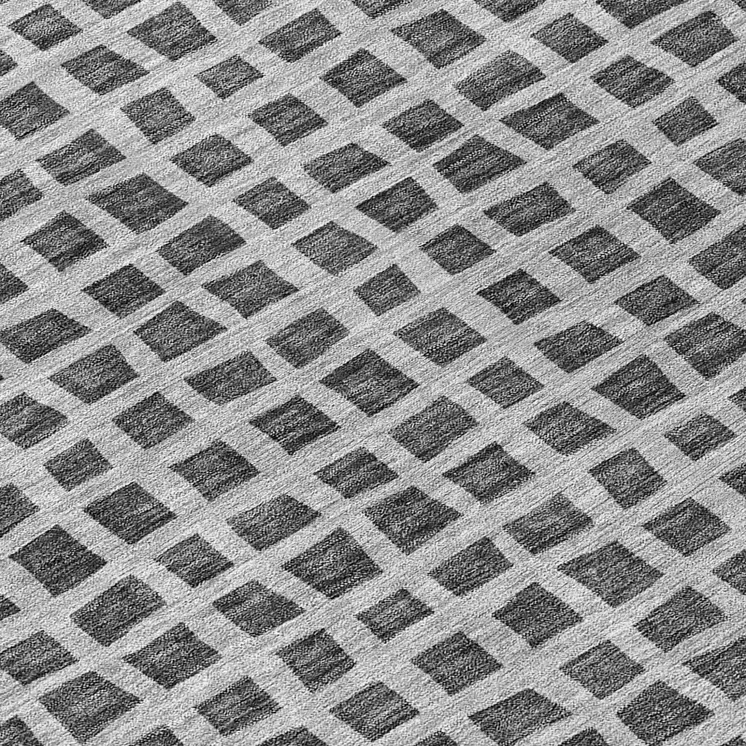 10' X 14' Graphite Gray And Silver Geometric Washable Indoor Outdoor Area Rug