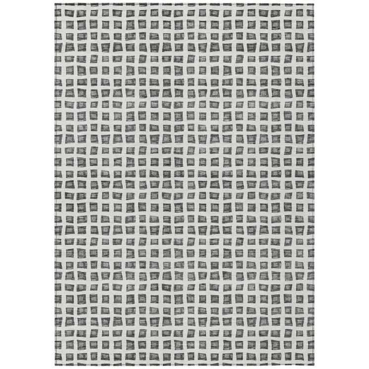 8' X 10' Gray Charcoal And Silver Geometric Washable Indoor Outdoor Area Rug