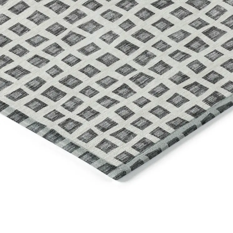 8' X 10' Gray Charcoal And Silver Geometric Washable Indoor Outdoor Area Rug