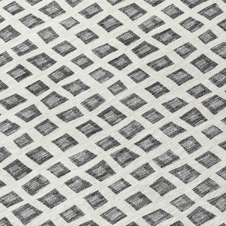 8' X 10' Gray Charcoal And Silver Geometric Washable Indoor Outdoor Area Rug