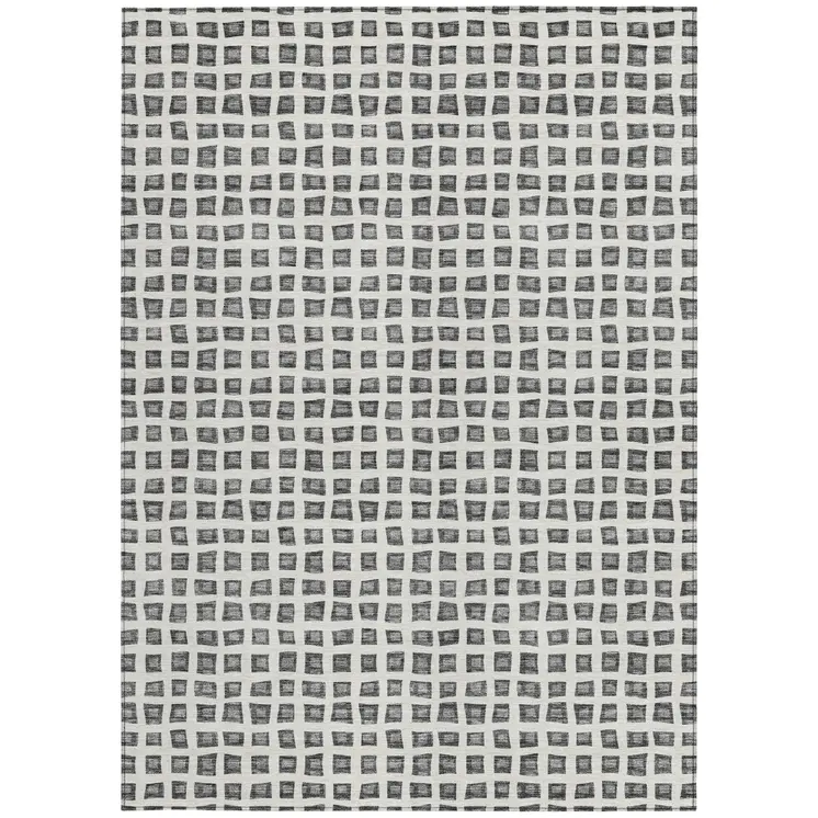 9' X 12' Gray Charcoal And Silver Geometric Washable Indoor Outdoor Area Rug