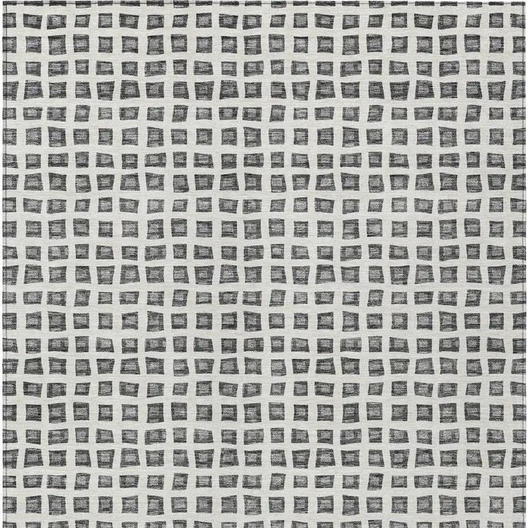 10' X 14' Gray Charcoal And Silver Geometric Washable Indoor Outdoor Area Rug