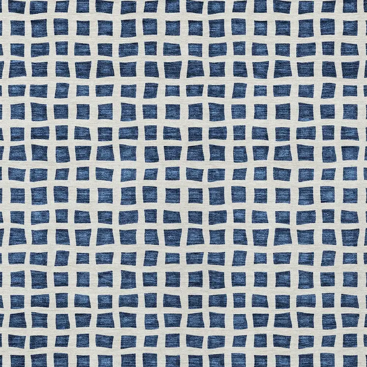 10' X 14' Navy Blue And Ivory Geometric Washable Indoor Outdoor Area Rug