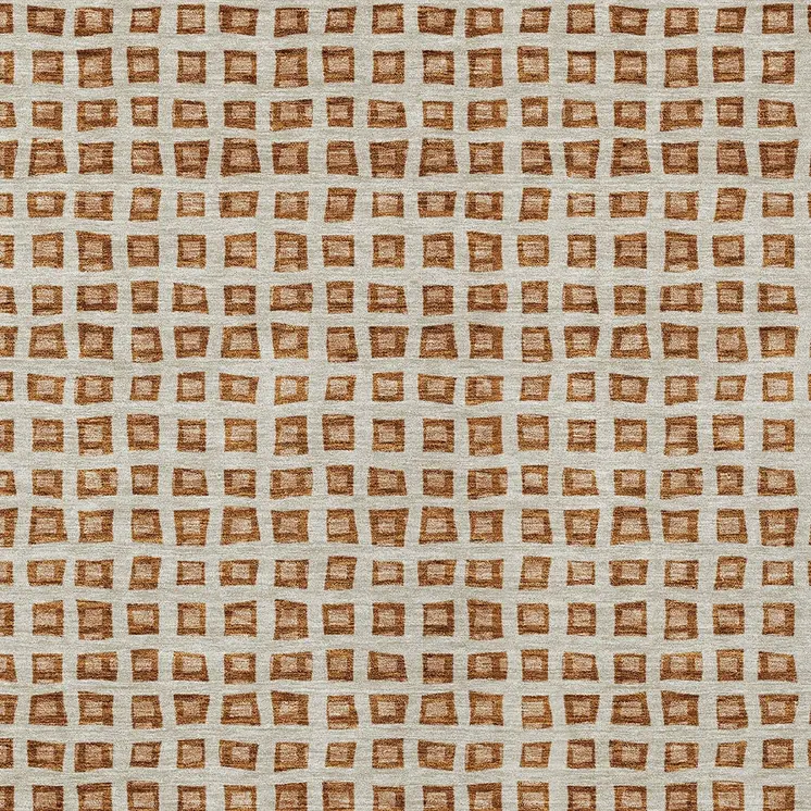 3' X 5' Orange Beige And Copper Geometric Washable Indoor Outdoor Area Rug