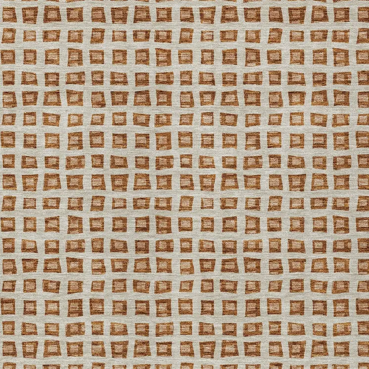 9' X 12' Orange Beige And Copper Geometric Washable Indoor Outdoor Area Rug