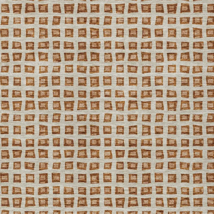 10' X 14' Orange Beige And Copper Geometric Washable Indoor Outdoor Area Rug