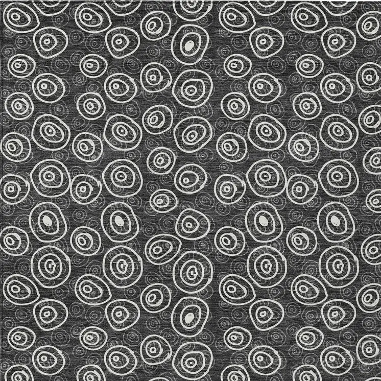3' X 5' Black Gray And Ivory Geometric Washable Indoor Outdoor Area Rug