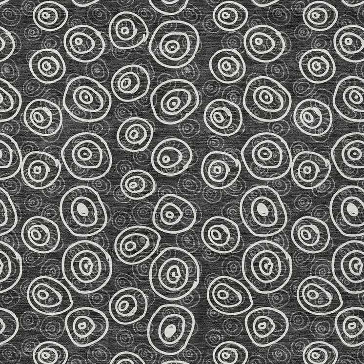 5' X 8' Black Gray And Ivory Geometric Washable Indoor Outdoor Area Rug