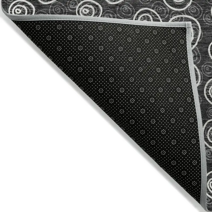 9' X 12' Black Gray And Ivory Geometric Washable Indoor Outdoor Area Rug