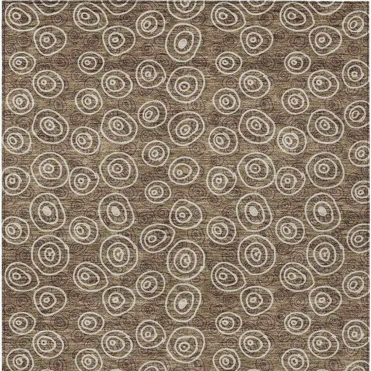 9' X 12' Brown Taupe And Beige Geometric Washable Indoor Outdoor Area Rug