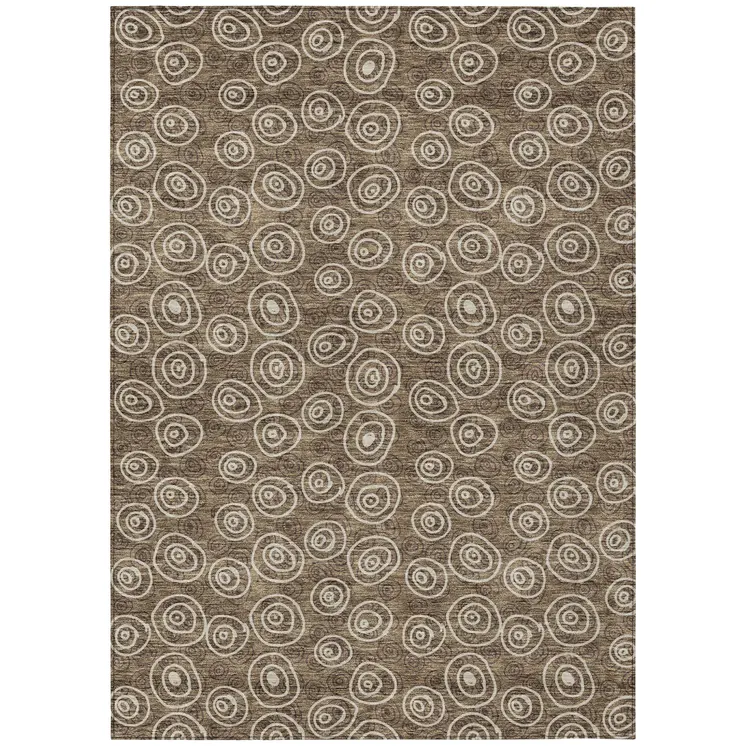 9' X 12' Brown Taupe And Beige Geometric Washable Indoor Outdoor Area Rug