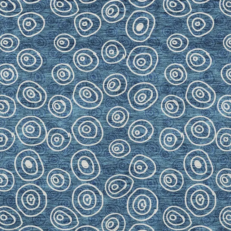 8' X 10' Navy Blue And Ivory Geometric Washable Indoor Outdoor Area Rug