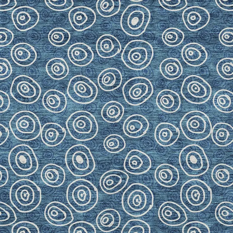 10' X 14' Navy Blue And Ivory Geometric Washable Indoor Outdoor Area Rug