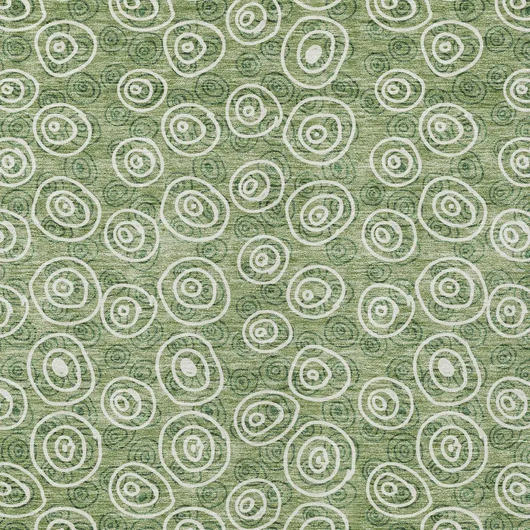 10' X 14' Green And Ivory Geometric Washable Indoor Outdoor Area Rug