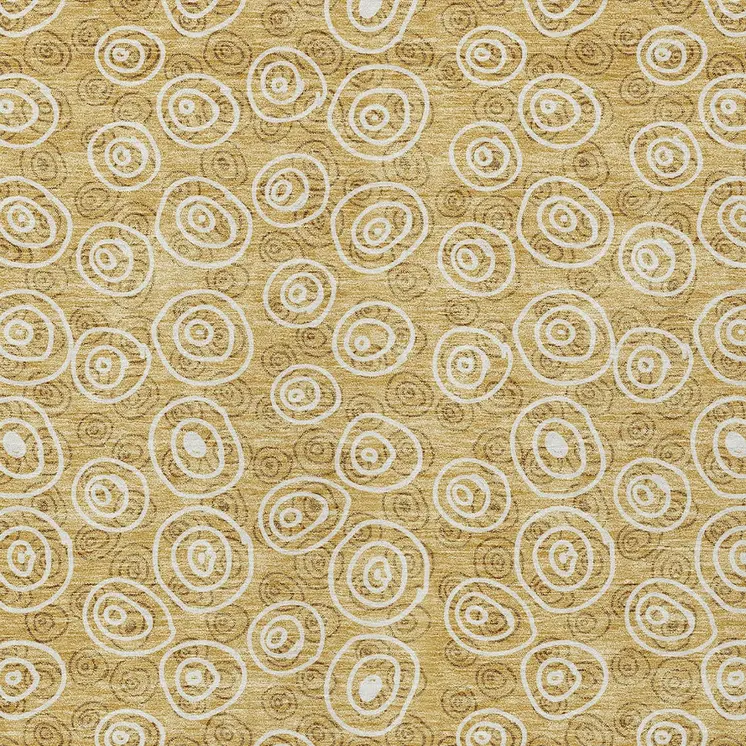 10' X 14' Gold Beige And Ivory Geometric Washable Indoor Outdoor Area Rug