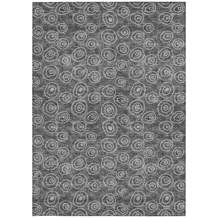 3' X 5' Gray Charcoal And Silver Geometric Washable Indoor Outdoor Area Rug
