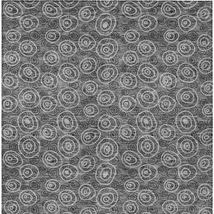 8' X 10' Gray Charcoal And Silver Geometric Washable Indoor Outdoor Area Rug