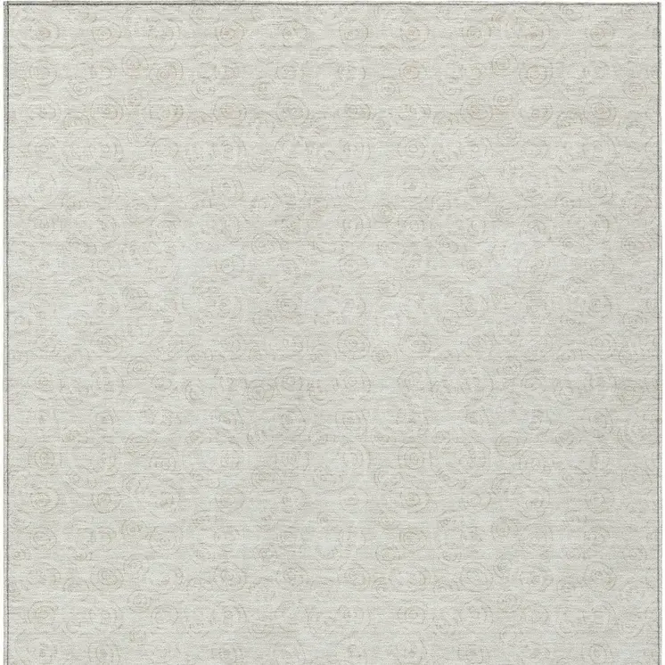 3' X 5' Ivory And Beige Geometric Washable Indoor Outdoor Area Rug