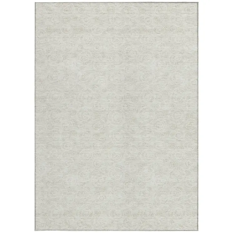 10' X 14' Ivory And Beige Geometric Washable Indoor Outdoor Area Rug