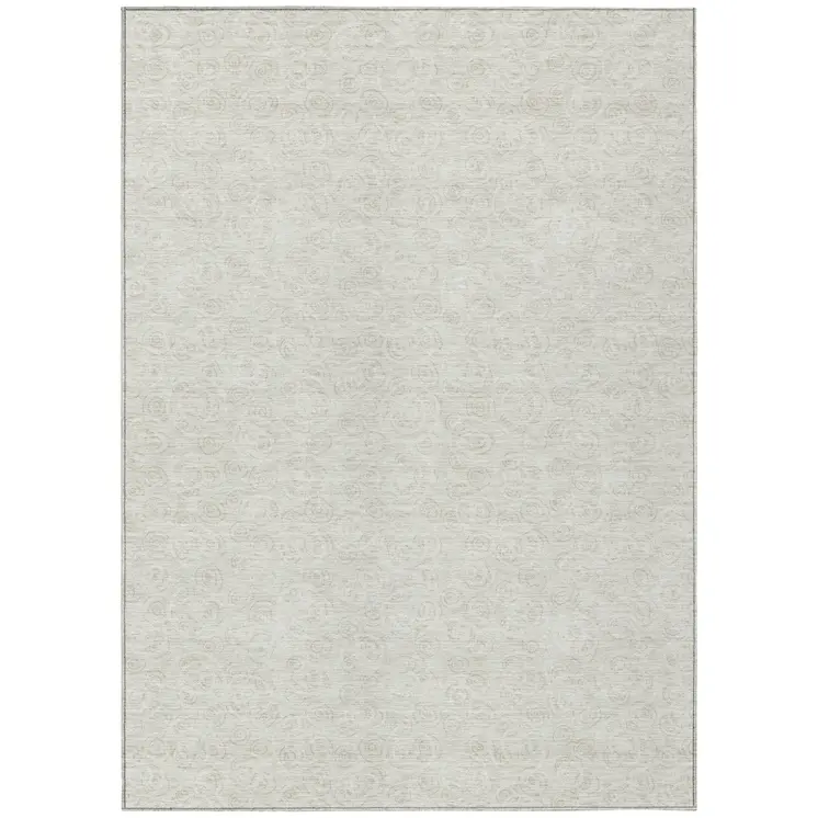 10' X 14' Ivory And Beige Geometric Washable Indoor Outdoor Area Rug