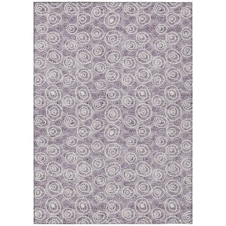 3' X 5' Lavender Purple And Ivory Geometric Washable Indoor Outdoor Area Rug