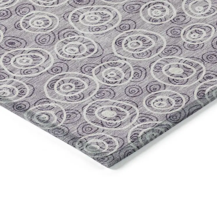 3' X 5' Lavender Purple And Ivory Geometric Washable Indoor Outdoor Area Rug