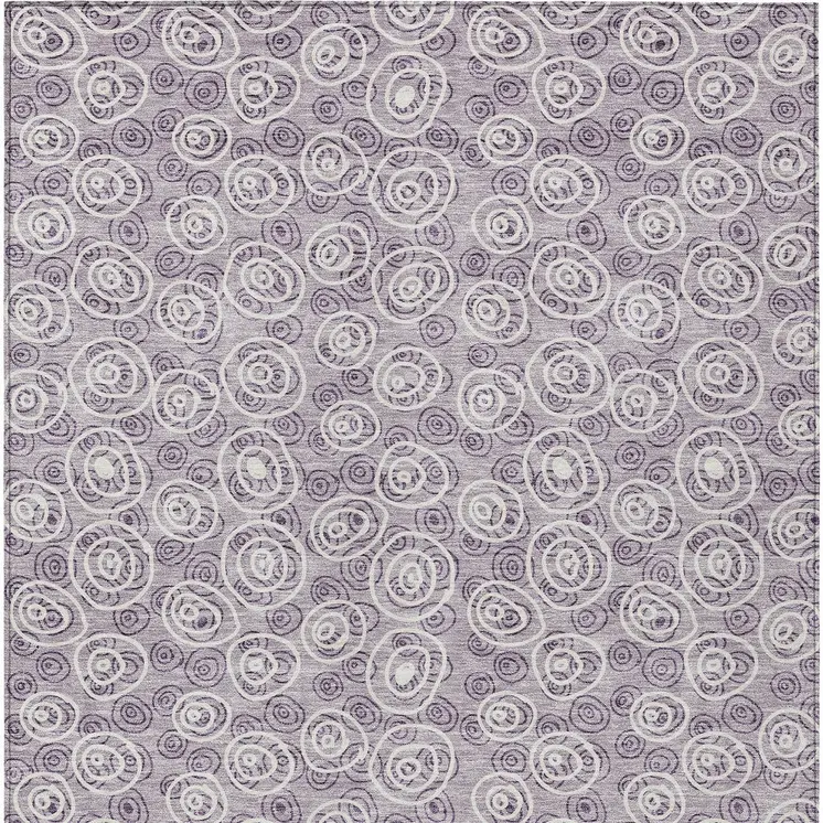 9' X 12' Lavender Purple And Ivory Geometric Washable Indoor Outdoor Area Rug