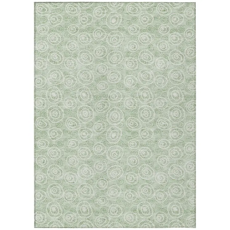 3' X 5' Mint Green Artichoke Green And Ivory Geometric Washable Indoor Outdoor Area Rug