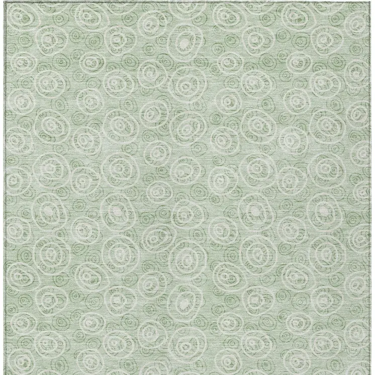 8' X 10' Mint Green Artichoke Green And Ivory Geometric Washable Indoor Outdoor Area Rug