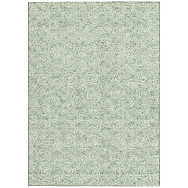 9' X 12' Mint Green Artichoke Green And Ivory Geometric Washable Indoor Outdoor Area Rug