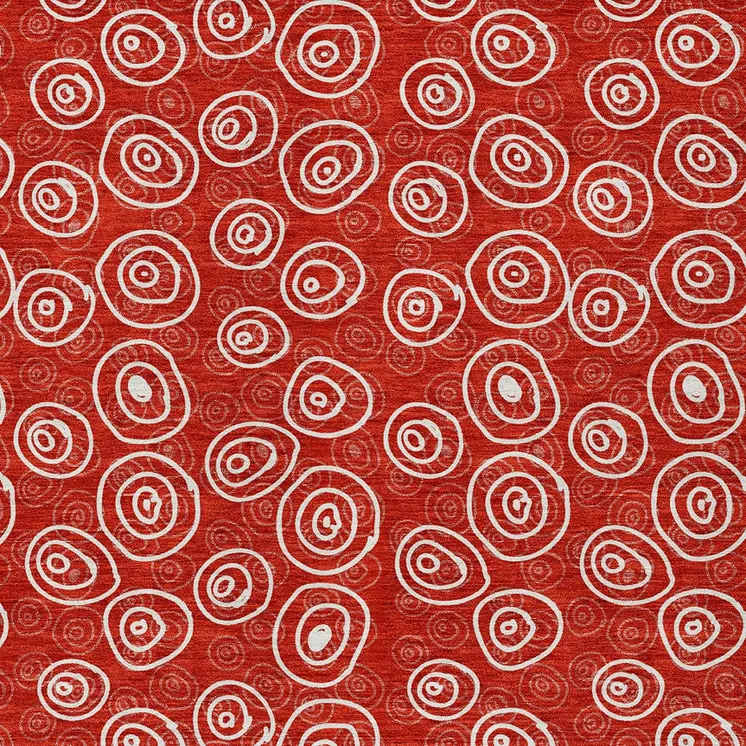 5' X 8' Red And Ivory Geometric Washable Indoor Outdoor Area Rug