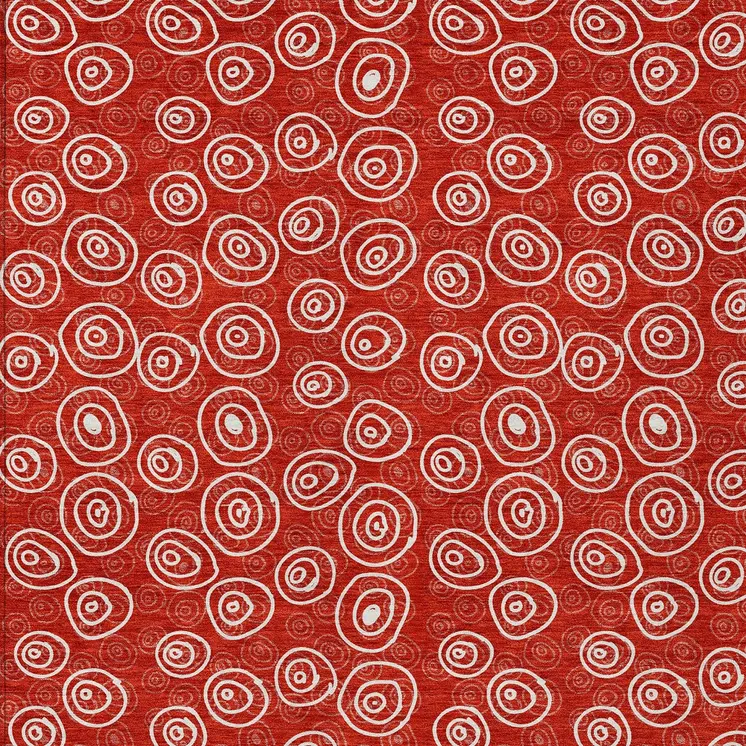 8' X 10' Red And Ivory Geometric Washable Indoor Outdoor Area Rug