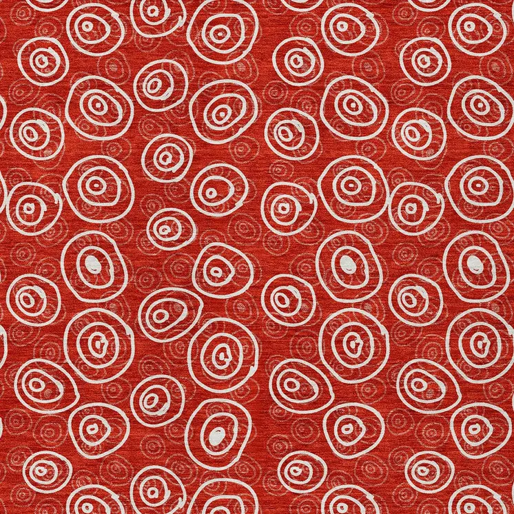 10' X 14' Red And Ivory Geometric Washable Indoor Outdoor Area Rug