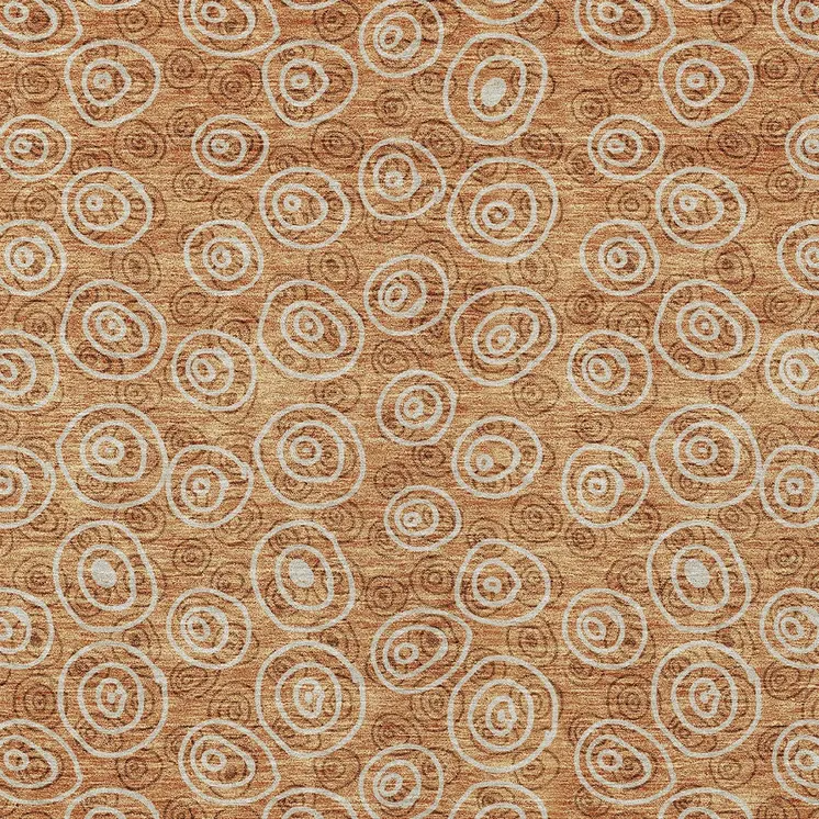 5' X 8' Terra Cotta Copper And Beige Geometric Washable Indoor Outdoor Area Rug