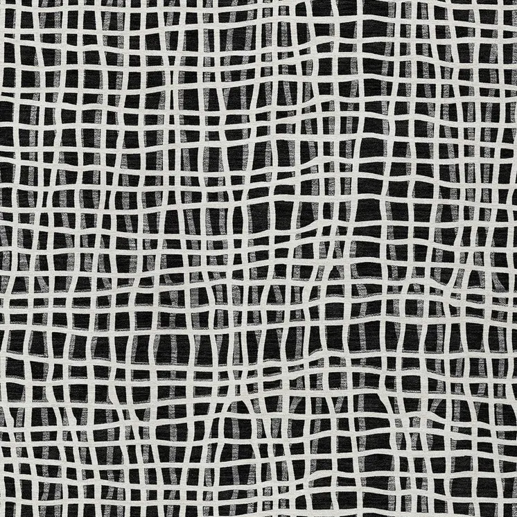 5' X 8' Black Gray And Ivory Striped Washable Indoor Outdoor Area Rug