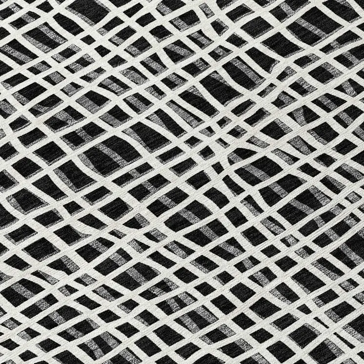 5' X 8' Black Gray And Ivory Striped Washable Indoor Outdoor Area Rug