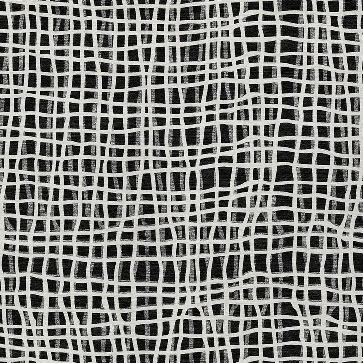 10' X 14' Black Gray And Ivory Striped Washable Indoor Outdoor Area Rug