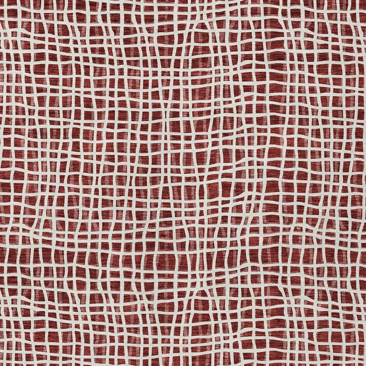 8' X 10' Burgundy And Ivory Striped Washable Indoor Outdoor Area Rug