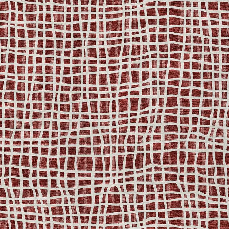 8' X 10' Burgundy And Ivory Striped Washable Indoor Outdoor Area Rug