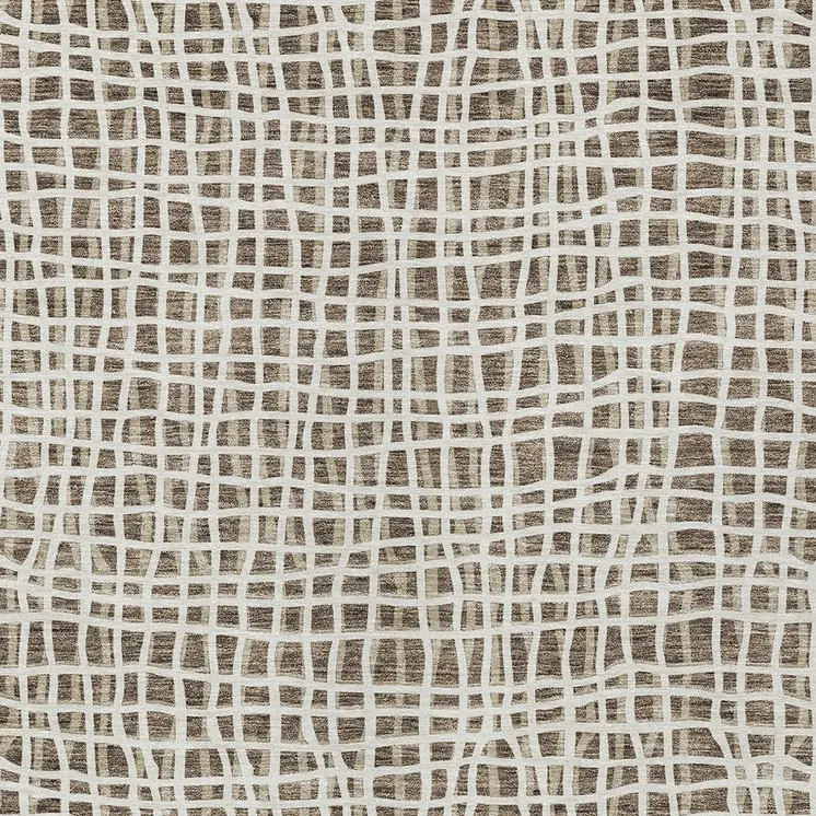 5' X 8' Brown Beige And Ivory Striped Washable Indoor Outdoor Area Rug