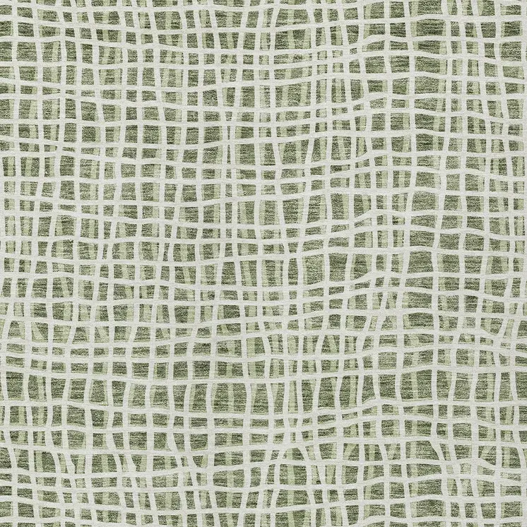 9' X 12' Green And Ivory Striped Washable Indoor Outdoor Area Rug